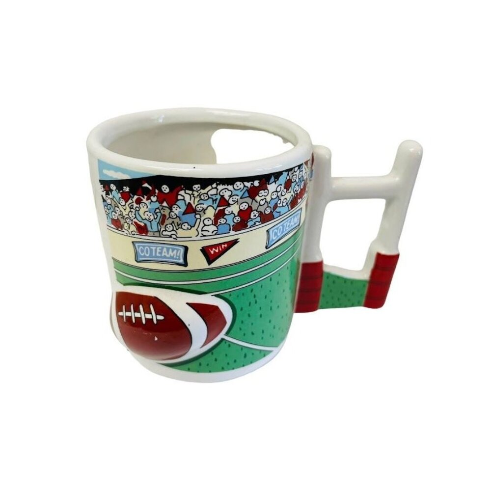 Coffee Tea Mug‎ 3D Football Ceramic Field Goal Post Handle Sports Fan Emson 4"